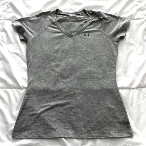 Under Armour Grey Semi-Fitted Heat Gear V-Neck T-Shirt - Picture 1 of 3